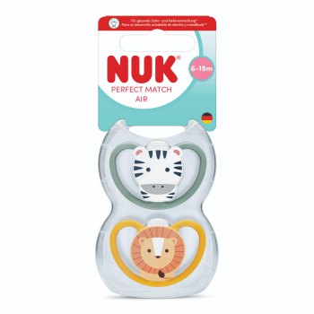 Sucette Perfect Match Air Zèbre/Lion 6–18 Mois