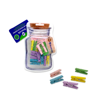 Set Barattolo Zip Mollette in Legno