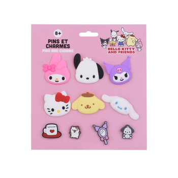 Set 10 Pins and Charms di Hello Kitty Friends