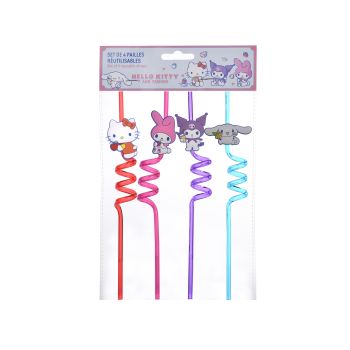 Set di cannucce riutilizzabili Hello Kitty and Friends