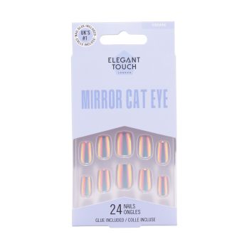 Unghie finte quadrate con occhi di gatto a specchio