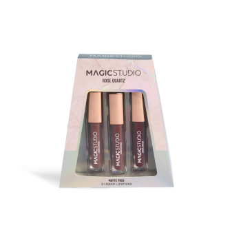 Set di rossetti liquidi al quarzo rosa Trio opaco