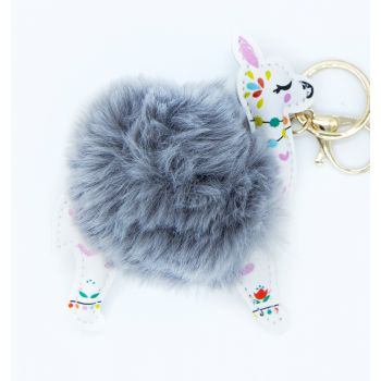 Portachiavi Palla Pelo Llama Grigio Portachiavi Palla Pelo Llama Grigio