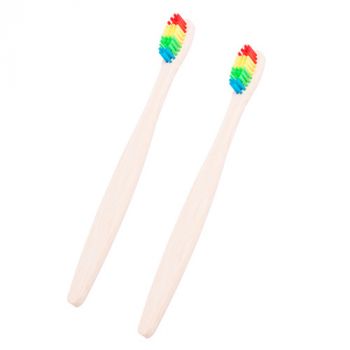 Set Spazzolina per Denti Arcobaleno Bambù
