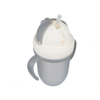 Tazza con cannuccia pieghevole in silicone grigio