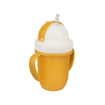 Tazza con cannuccia pieghevole in silicone arancione