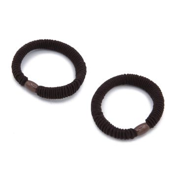 Set 2 elastici stile increspato marrone scuro