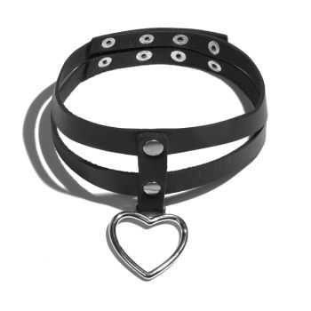 Choker Doppio Effetto Pelle Cuore