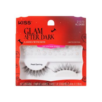 Ciglia finte con orecchini di perle per halloween glam after dark