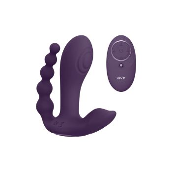 Vibratore a doppia penetrazione Kata di Viva by Shots con onda pulsata e vibrazione