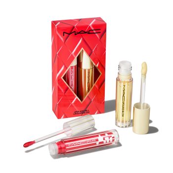 Duo labbra lucide che soffiano baci d'aria (set)
