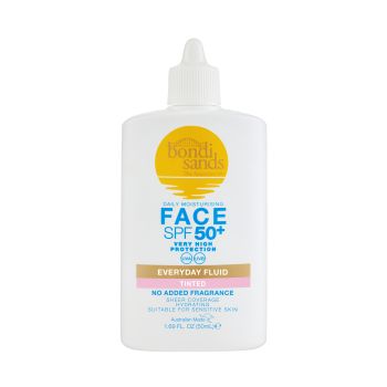 Fluido viso senza profumo e colorato SPF50+