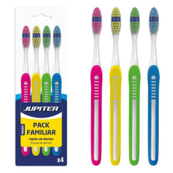 Pack Brosses à Dents Neon Familial 4 Couleurs