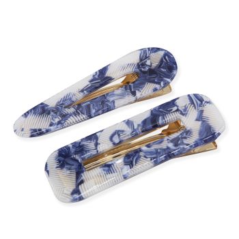 Oh My Hair Set 2 Clip con stampa blu