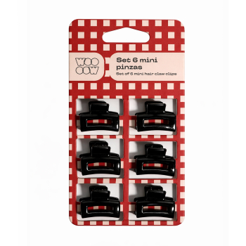 Set 6 Schwarze Mini-Haarspangen