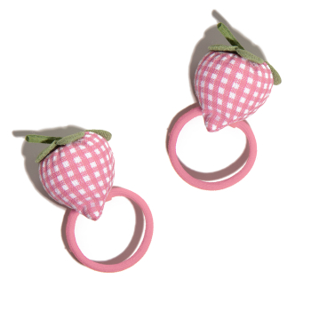 Set 2 Gomas de Pelo Fresa Acolchada Gingham
