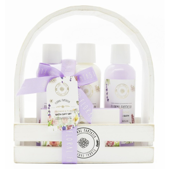 Cestino da bagno con fiocco alla lavanda