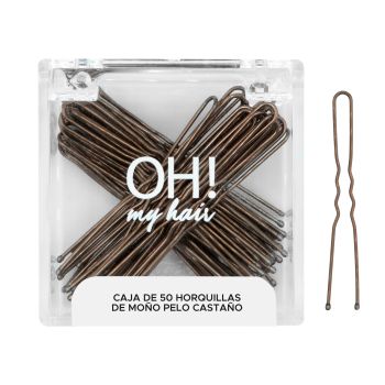 Oh My Hair Confezione 50 Forcine per Chignon Capelli Castani
