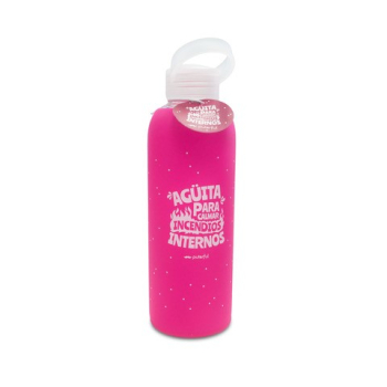 Bouteille en verre avec silicone "Agüita para calmar incendios internos"
