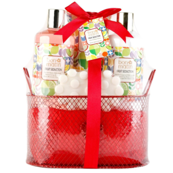 Bon Matin Set da bagno in metallo rosso