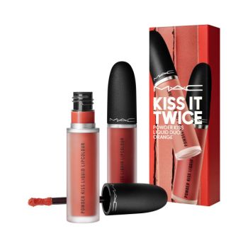 Cofanetto Rossetti MAC Kiss It Twice Powder Kiss Duo (982 Marrakesh-mere e 998 Sorry not Sorry)