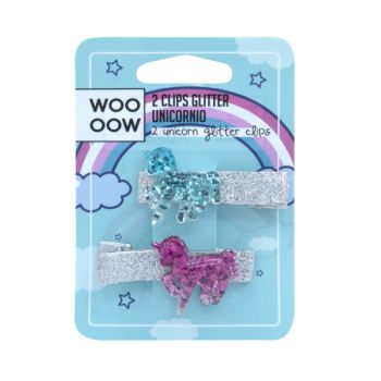 Set 2 clip Glitter Unicorno