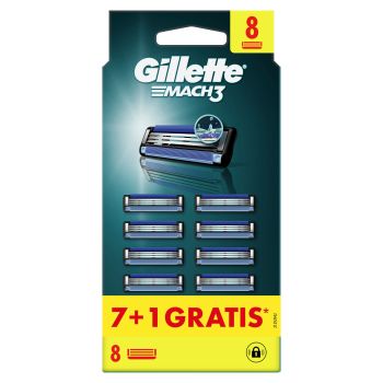 Gillette Mach3 confezione risparmio 7+1 ricariche per rasoi da uomo