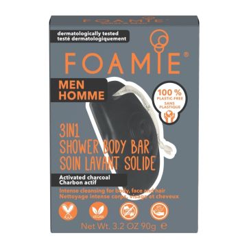 Gel Douche, Nettoyant Visage et Shampoing Solide 3en1 Homme