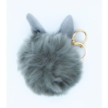Porte-clés Boule de Poils avec Oreilles Grises Porte-clés Boule de Poils avec Oreilles Grises