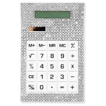 Calcolatore solare con Strass Argento Calcolatore solare con Strass Argento