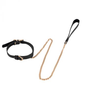 Laisse et Chaîne Pack Black and Gold