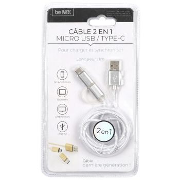 Câble USB 2 en 1 Micro USB