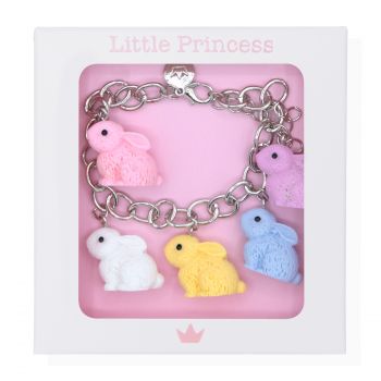 Bracelet maillons argenté Little Princess avec lapins Bracelet maillons argenté Little Princess avec lapins