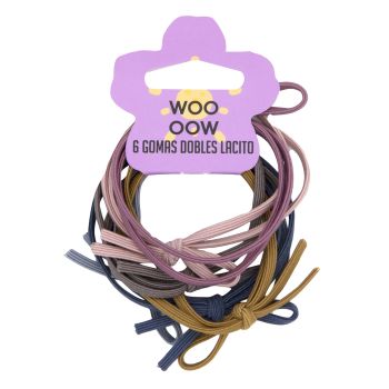 Set di 6 elastici doppi fini con dettaglio nodo Set di 6 elastici doppi fini con dettaglio nodo