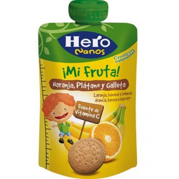 Ciotola Il mio frutto di Arancio, banana e Hero Nanos Biscotto