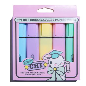 Chi Set de 5 Surligneurs Pastel Thick Chi Set de 5 Surligneurs Pastel Thick