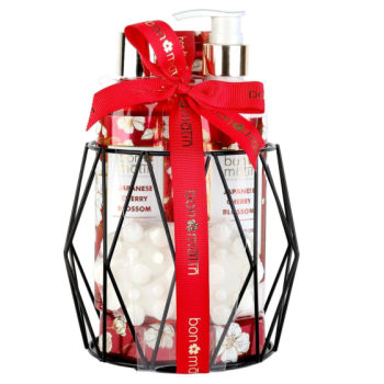 Set de Bain Bon Matin Panier Métallique à Motifs losanges