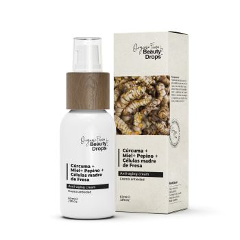 Organic Farm Crème Anti-Âge Curcuma + Miel + Concombre + Cellules Souches de Fraise