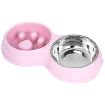 Mangeoire Double Anti-gloutons en Acier Inoxydable 