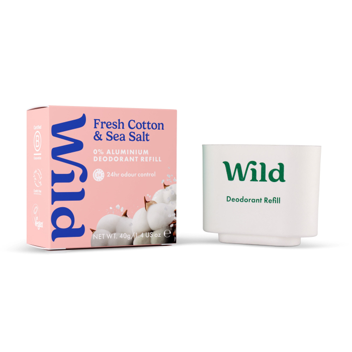Wild Déodorant naturel stick rechargeable Coton & Sel Marin 40 gr