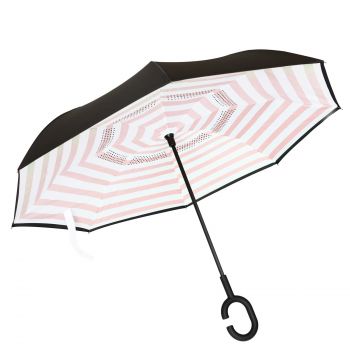 Parapluie réversible à rayures blanches