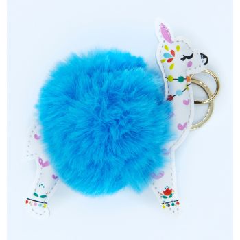 Porte-clés Boule de Poils Lama Bleu