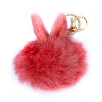 Porte-clés Boule de Poils avec Oreilles Fuchsia