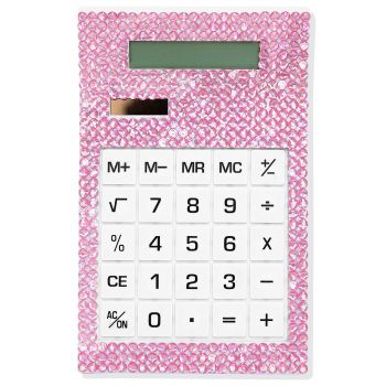 Calculatrice solaire avec strass rose
