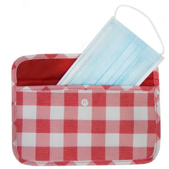 Pochette Porte-Masques en Tissu à Carreaux Vichy Rouges