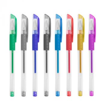 Set de 8 Stylos Gel Couleurs Métallisées