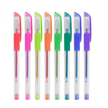 Set de 8 Stylos Gel avec Paillettes