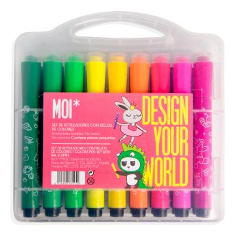 Set de 18 feutres avec tampons colorés