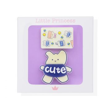Little Pincess Set 2 Clip Osito Cute Blu