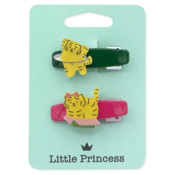 Little Princess Set 2 Clip Tigre Rosa e Verde